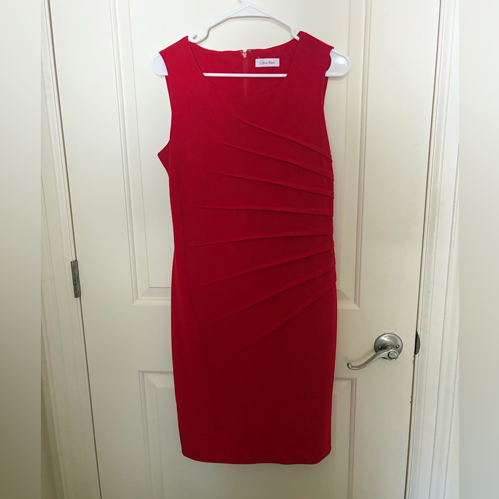 Calvin Klein red sheath dress